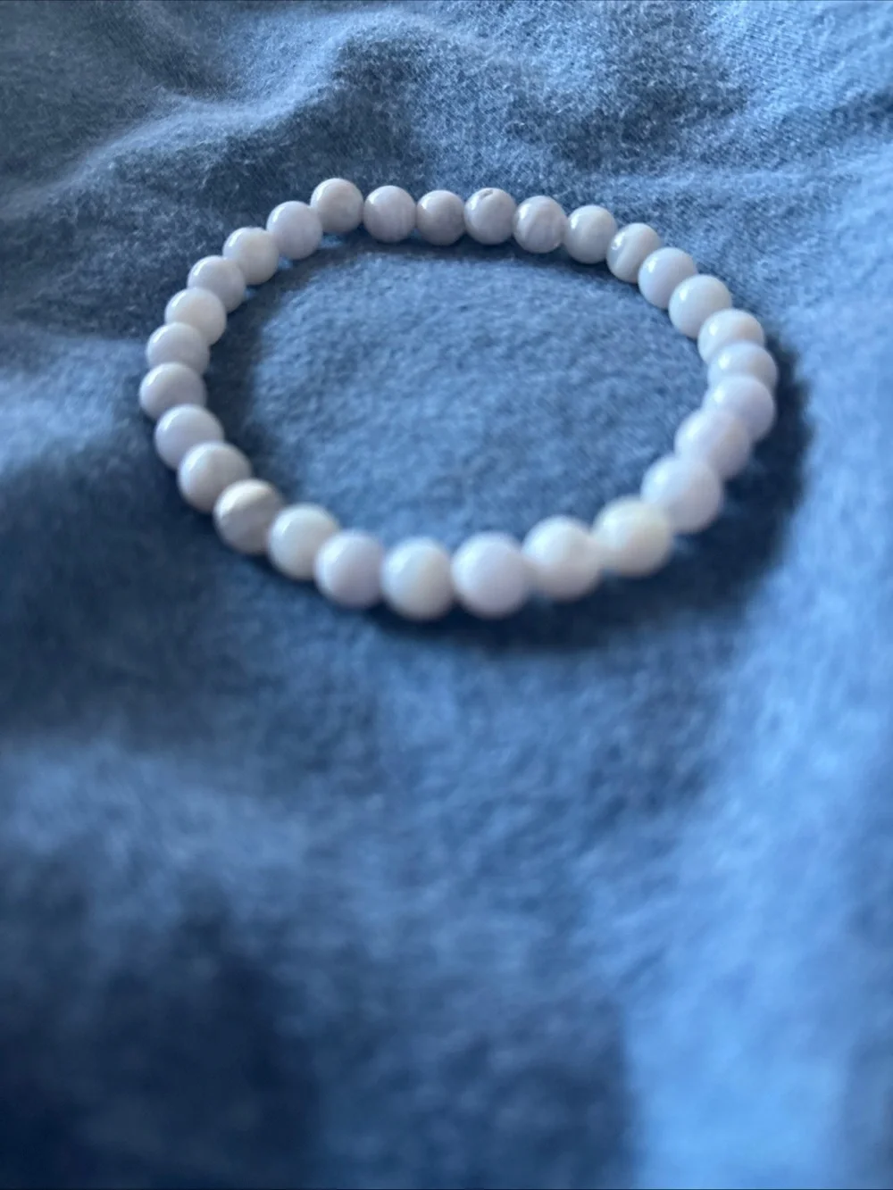 Aquamarine light blue Beaded Stretch Bracelet. Gemstone. 5 to 7 inches.